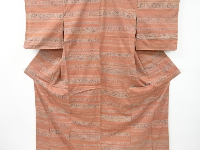 JAPANESE KIMONO / ANTIQUE KIMONO / SILK / TSUMUGI / ABSTRACT FLOWER & BIRD